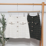Small Scented Coarse Flowers, The Short Skirt 2025 Autumn And Winter Korean Version Of The Small Man A-Word Bag Hip Lattice Half-Dress 8891 HZ1208