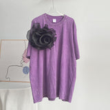 2025 Summer New Hot Water Washing Wax Dye Faded Short-Sleeved Street Style To Make Old Cotton T-Shirt Girl HZ1208