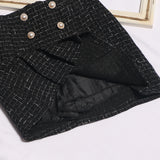 A-Word Bleed Dress Woman 2025 Winter New Korean Version Of The Splicing Double Buckle Pressure Folding Anti-Light Skirt 8991 HZ1208