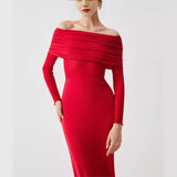 Sexy Women's New Shoulder Repair Dress Net Sleeve High-End Dress Dress HZ1208