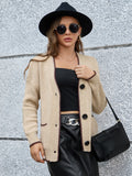 Temperament V-Neck Long-Sleeved Open-Shirted Women's Sweater Bump-Colored Bag Side With Pocket Casual Coat HZ1208