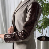 25 Early Autumn Heavy Industry Beads Splicing Long Wind Coat Coat Coat Women 1819 HZ1208