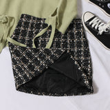 Small Scented Coarse Flowers, Lattice Half-Dress Woman 2025 Autumn And Winter New High-Waisted Thin Ass A-Word Skirt 8920 HZ1208