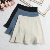 Real Shooting Small Lotus Leaf Side Fishtail Short Skirt Anti-Light High-Rise Thin A Word Bag Hip Skirt 8191 HZ1208