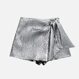 2025 Women's Metallic Purple Bow Dress Skirt 2217 HZ1208