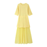 Spring New Round-Neck Short-Sleeved Knitted Knitted Dress 4192001 HZ1208