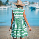 2025 Temu Spring And Summer New Printed Vest V-Neck Mid-Change Dress HZ1208