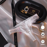 Solid Color After The Hollow Strap Lace Side Thong Spliced Ice Silk Cotton Crotch Low-Rise Lady T-Trousers T-Trousers HZ1208