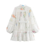 Spring New Lace Splicing Print Dress HZ1208