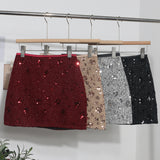 2025 New Scaro Squint Red Skirt High Waist Thin A Word Backbage Anti-Walking Short Skirt 8286 HZ1208