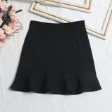 Real Shooting Small Lotus Leaf Side Fishtail Short Skirt Anti-Light High-Rise Thin A Word Bag Hip Skirt 8191 HZ1208