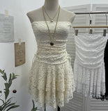 Real Shooting Retro Lace Spell To Receive Waist-Meared Tective Dress Sexy Collared Cake Dress Small Man Short Dress 1272 HZ1208