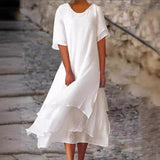 2025 Fashion And Casual Double-Edecker Short-Sleeved Round Dress HZ1208