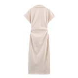 Spring New Denim Folding Short-Sleeved Dress 2284576 HZ1208