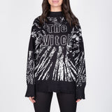 Loose Letter Embroidery Personality Tattered Wool Woven Long-Sleeved Sweater Women's Autumn And Winter Letter Embroidery HZ1208