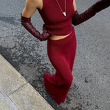 Elegant Women's Dress New Sleeveless High-Collar Knitted Vest Hip Dress Fashion Suit Woman HZ1208