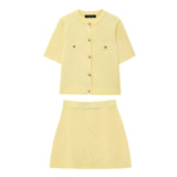 Women's Short-Sleeved Knitted Knitted Knitted Miniskirt HZ1208