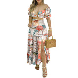 2025 Autumn New Fashion Impact Printing Vest High-Waist Open Fork Dress Set 661 HZ1208
