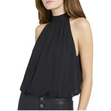 2025 New Design Sleeveless Chiffon Beauty Shoulder French Hanging Neck Vest Women's Top HZ1208