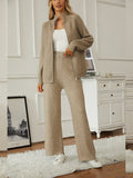 Autumn/Winter 2025 New Thick Knitted Set Of Women's Zipper Lap-Fleet Sweater Cardigan + Wide Leggings HZ1208