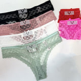 After V Drowsing Hollow Lady T-Shirt T-Shirt Lace Trousers Love Lace Cotton Crotch Large-Size Thong Trousers Low-Rise Trousers HZ1208