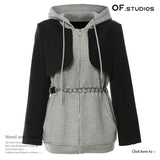 25 New Splicing Colliding Color Fake Two-Piece Chain Can Be Waist Hooded Jacket Dress 1626 HZ1208