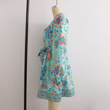2025 Women's Long-Sleeved V-Neck Positioning Floral Dress 6839 HZ1208