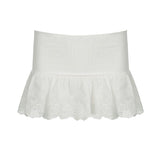 Thai Romantic Atmosphere Full Of This White Splicing Short Skirt Folded High Waist Design Super Waist Fine Lace Skirt HZ1208