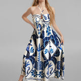 Women's Clothing 2025Ins Summer New Printing Neck-Suck Sexy Dress HZ1208