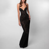 Sexy Women's New Fashion Solid Color Hanging Neck Sleeveless Glitter Dress HZ1208