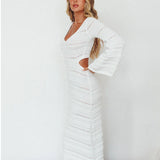 New Spring 2025 Sweater Women's Long Sleeve Sexy Slighted Hottie Style Knitted Dress Girl HZ1208