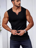 Summer Knitting Vertical Stripe Fitness And Leisure Vest Men's I-Word V-Neck Wide Shoulder Vest HZ1208