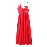 2025 Women's Red Embroidery Sling Dress 5187 HZ1208