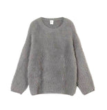 Hot Selling Pure Color Imitation Marten Netted Round Sweater Women 2025 New Soft Knitting Base Model HZ1208