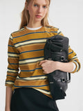 Autumn 2025 New Striped T-Shirt Women Simple Casual Loose Thin Sleeve Long-Sleeved Top HZ1208