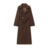 Z2025 Autumn New Female Retro Leisure Double Buckle With Belt Long Hair Coat HZ1208