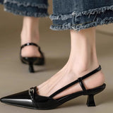 Baotou Sandals Temperament Famous French High Heels Female Heel With Skirt Wearing A Word With Small Fragrant Wind Shallow Mouth Single Shoes HZ1208