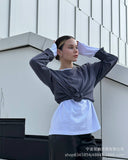 2025 Spring And Autumn New Solid Color Long-Sleeved T-Shirt Women Hot BF Wind Lengthn Cotton Top 3317A HZ1208