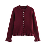 Z2025 Autumn New Temperament Round Neck Simple Stacked Knitted Coat 2756114 HZ1208