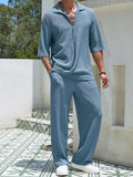 2025 New Commuting Suit Casual Shirt Solid Color Short-Sleeved Trousers Men's Two Casual Sets HZ1208