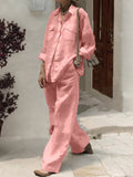 Casual Long-Sleeved Shirt Loose Set 2025 New Women's Two-Piece Suit HZ1208