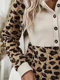 New Leopard-Print Sleeve Spliced Cap Long-Sleeved Eds Coat HZ1208