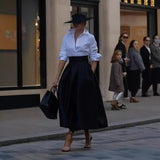 Sexy Women's New Street Fashion Collar Shirt Solid Professional Style Dress Set HZ1208