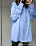 2025 Spring And Autumn New Solid Color Long-Sleeved T-Shirt Women Hot BF Wind Lengthn Cotton Top 3317A HZ1208