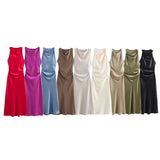 Spring New Silk-Shythm-Suffless Dress 8372090 HZ1208