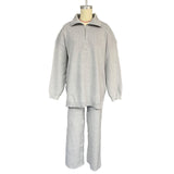 Ins Blogger's Set Of Brace Lap Collar Casual Half-Tipper Trousers Wide Leg Trousers Autumn And Winter Two Sets Of Wide-Legged Trousers HZ1208