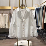 Designing Casual Cotton Shirt 2025 Spring And Summer New French Design Solid-Colored Shirt Chic Single-Dbutton Top Woman HZ1208