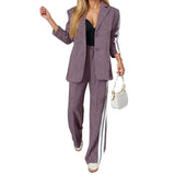 Spring/Summer 2025 Women's Suit-Summer New Casual Solid Color Sliced Long Sleeve Suit Fashion Set 661 HZ1208