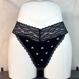 Comfortable Breathable Cotton Splicing Lace T-Shirts Heart-Shaped Printed Cotton Lace Side Plus-Size Low-Rise T-Sants Ladies Trousers HZ1208