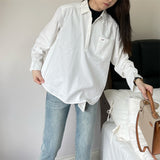 2025 New French High-End White Shirt Early Spring Women's Loose Shirt Temperament Long-Sleeved Top HZ1208